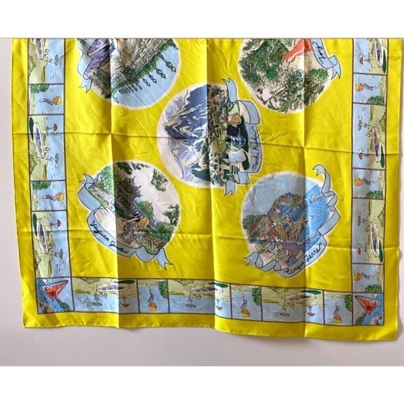 tory burch souvenir silk square scarf acid lemon 36"x36" yellow blue beach ocean - Picture 7 of 13